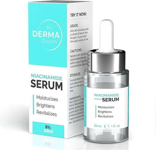 My Derma Dream - Soro de Niacinamida 5% para o Rosto – Reduz Poros, Desvanece Manchas Escuras e Vermelhidão – Rico em Vitamina B3 Antioxidante – Soro Facial Anti-Envelhecimento