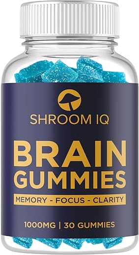 Shroom IQ - Suplemento Cerebral para Memória e Concentração – Gomas Nootrópicas para Saúde Mental e Estimulante Cerebral