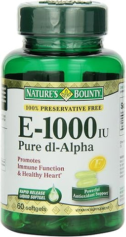 Nature's Bounty - Nature’s Bounty E 1000iu Softgels, 2 Unidades – Vitamina E Pura D1-Alpha, Alta Potência