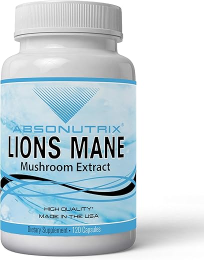 Lion’s Mane Mushroom Extract 120 Cápsulas – Reforça o Sistema Imunológico, Melhora a Saúde Cognitiva – Ingredientes Potentes de Qualidade – Fabricado nos EUA – 500 mg por Porção - Absonutrix