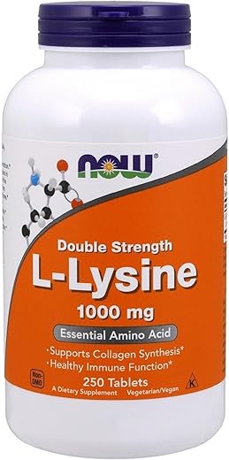 NOW Foods - Now L-Lysine 1000 mg Dupla Potência, 250 Comprimidos – Marca Now