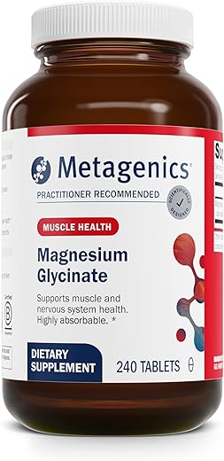 Magnesium Glycinate – Magnésio Altamente Absorvível – Suporte para o Sistema Nervoso – Sem Glúten – Não-OGM – Vegetariano – 240 Comprimidos - Metagenics