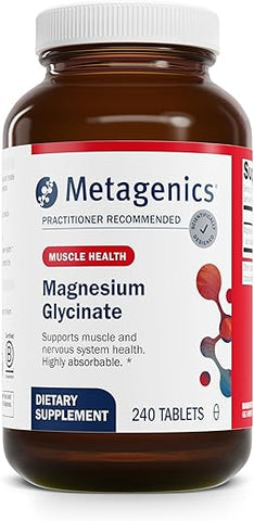 Magnesium Glycinate – Magnésio Altamente Absorvível – Suporte para o Sistema Nervoso – Sem Glúten – Não-OGM – Vegetariano – 240 Comprimidos - Metagenics