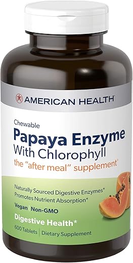 Papaya Enzyme with Chlorophyll – 600 Comprimidos Mastigáveis (200 Porções Totais) - American Health