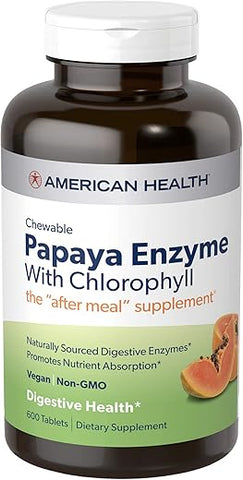 Papaya Enzyme with Chlorophyll – 600 Comprimidos Mastigáveis (200 Porções Totais) - American Health