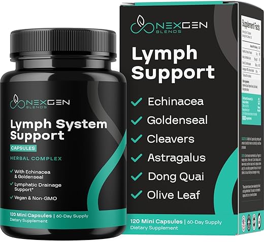 NEXGEN BLENDS - Suplemento de Suporte ao Sistema Linfático Herbal – Complexo de Suporte Linfático com Equinácea, Raiz-dourada e Astrágalo | Marca: Echinacea Goldenseal Astragalus