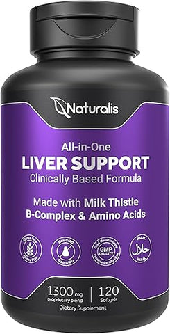 Silymarin Leite de Cardo 1300mg Enriquecido com Complexo B – Saúde do Fígado - Naturalis