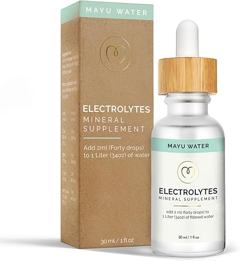 mayu - MAYU Gotas de Água Eletrólito – Absorção Rápida de Minerais para Água Potável, Mistura de Eletrólitos para Água – Gotas de Minerais 100% Puros, Solução para Desidratação, Sem Açúcar