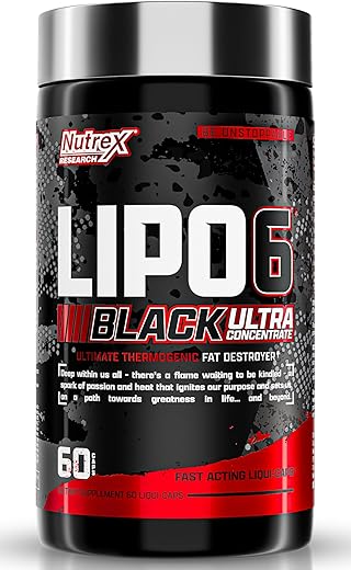 Lipo-6 Black Ultra Concentrate | Queimador de Gordura Termogênico Energizante, Aumenta a Perda de Peso, Energia | 60 cápsulas - Nutrex Research