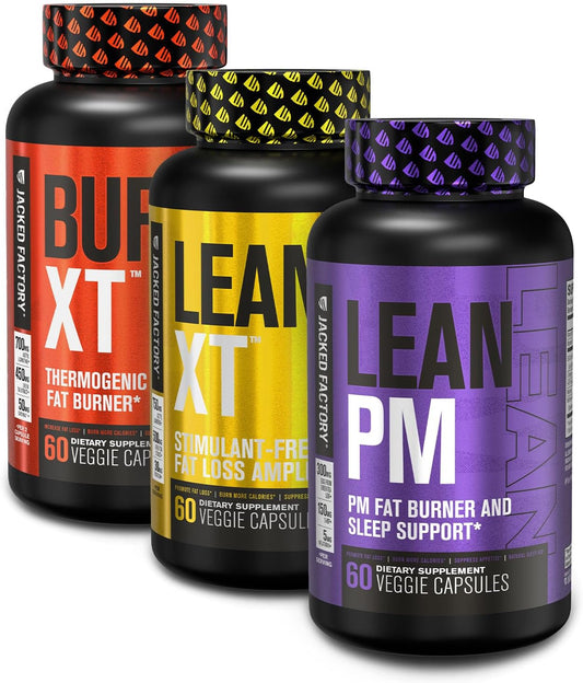 Jacked Factory - Queimador de Gordura Burn-XT Termogênico e Queimador de Gordura Noturno Lean PM – Potencialize a Queima de Gordura com Resultados Visíveis – Burn-XT: Queimador de Gordura Potente e Eficaz
