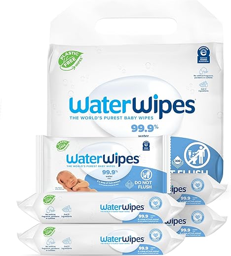 WaterWipes – Lenços Umedecidos Originais Livres de Plástico, 99,9% à Base de Água, Sem Fragrância