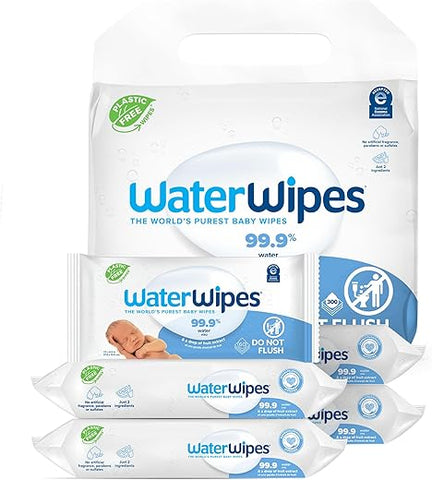 WaterWipes – Lenços Umedecidos Originais Livres de Plástico, 99,9% à Base de Água, Sem Fragrância