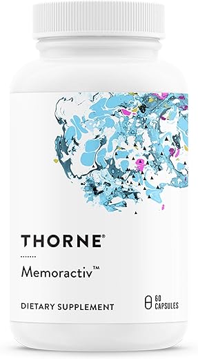 Memoractiv – Suplemento Cerebral Nootrópico para Foco, Criatividade e Concentração – Ashwagandha, Ginkgo, Lutemax, Bacopa, Pterostilbeno – Sem Glúten, Sem Lactose – 60 cápsulas - THORNE