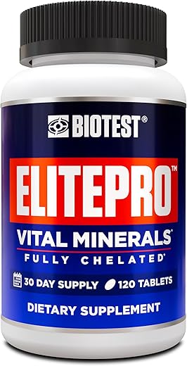 Elitepro: Suplemento de Minerais Vitais Quelados para Estilos de Vida Ativos (30 Dias de Fornecimento) 120 Comprimidos - Biotest