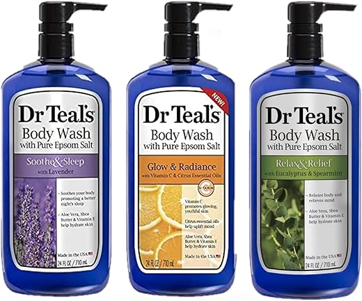 Dr Teal's - Dr Teal’s Conjunto Presente de Variedade de Sabonetes Líquidos (3 Frascos, 710 ml cada) – Calmante