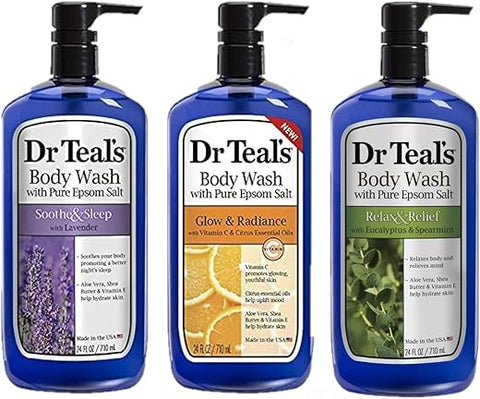 Dr Teal's - Dr Teal’s Conjunto Presente de Variedade de Sabonetes Líquidos (3 Frascos, 710 ml cada) – Calmante