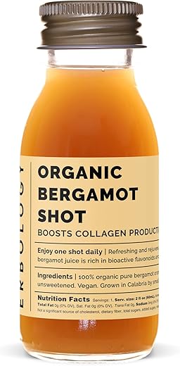 Erbology - Suco de Bergamota Orgânico 100%% Natural 12 Shots Diários (60ml) – Fortalece a Imunidade e Produção de Colágeno – Rico em Vitamina C e Flavonoides Bioativos – Direto da Fazenda na Itália