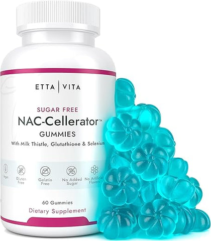 Etta Vita - Gomas de NAC sem açúcar, suplemento de N-Acetil Cisteína com Cardo Mariano, Glutationa – Marca: [nome da marca]