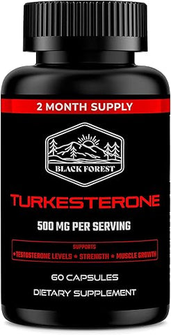 Black Forest - Suplemento de Turkesterona da Floresta Negra 500mg Cápsula (Pureza Máxima 95%% Extrato) Fornecimento de 2 Meses (500mg de Turkesterona a partir de 526mg de Ajuga Turkestanica) Similar ao Ecdisterona para