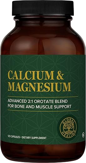 Global Healing Center - Global Healing – Cálcio e Magnésio Orotate – Suplemento para Fortalecimento Ósseo – Mulheres e Homens – Ajuda a Manter Dentes Fortes e Saúde Cardiovascular – Função Muscular Normal – 120 cápsulas