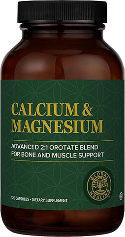Global Healing Center - Global Healing – Cálcio e Magnésio Orotate – Suplemento para Fortalecimento Ósseo – Mulheres e Homens – Ajuda a Manter Dentes Fortes e Saúde Cardiovascular – Função Muscular Normal – 120 cápsulas