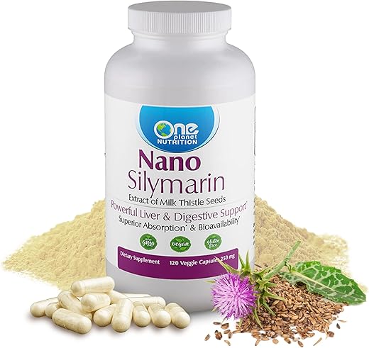 One Planet Nutrition - Nano Silymarin – Extrato de Sementes de Cardo Mariano para o Fígado, Extrato de Silymarin para Absorção | 100% Natural | 60 cápsulas | Marca Nano Silymarin