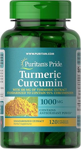 Puritan's Pride - Puritan’s Pride Cúrcuma Curcumina, 1000mg, 120 Cápsulas de Liberação Rápida
