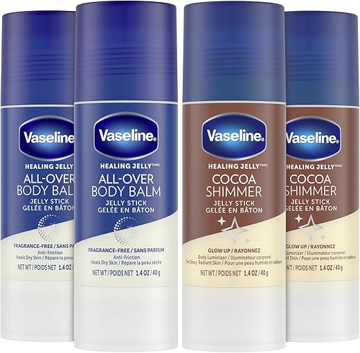 Pacote de Loção Vaseline, Bastão Iluminador Jelly Stick com Brilho de Cacau