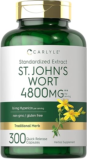 Cápsulas de Hipérico de São João | 4800mg | 300 Unidades | Não-OGM - Carlyle