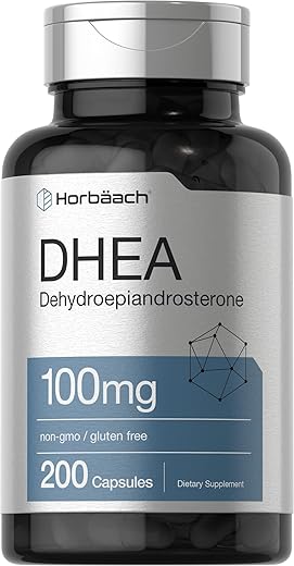 DHEA 100mg | 200 Cápsulas | Homens e Mulheres | Sem OGM, Sem Glúten - Horbäach