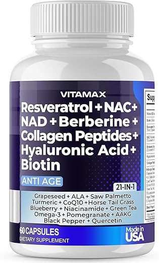 Vitamax - Resveratrol NAD Berberina Ácido Hialurônico – Biotina Uva | 30g