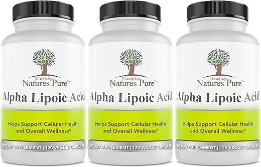 Simply Natures Pure - Simply Natures – Ácido Alfa Lipóico Puro 600mg 360 Cápsulas Vegetais, Não-OGM Ácido Tióctico 12 Meses de Fornecimento