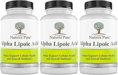 Simply Natures Pure - Simply Natures – Ácido Alfa Lipóico Puro 600mg 360 Cápsulas Vegetais, Não-OGM Ácido Tióctico 12 Meses de Fornecimento