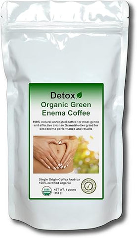 Detox Organic Green Enema Coffee - Detox Café Enema Verde Orgânico (454g) – Terapia (Gerson), Emagrecimento, Desintoxicação e Limpeza – Testado em Laboratório, Livre de Mofo – Alemanha Nº1