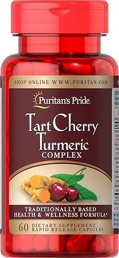 Puritan's Pride - Puritan’s Pride – Complexo de Cereja Azeda e Cúrcuma 60 Cápsulas | Saúde e Bem-Estar