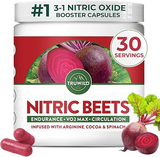 Beet Root Powder – Booster de Óxido Nítrico Natural – 1000mg – Cápsula Vegana de Superfood – Extrato de Beterraba para Saúde e Desempenho Geral - TruWild