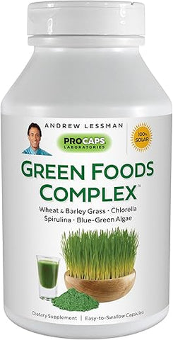 ANDREW LESSMAN - Andrew Lessman Green Foods Complex 180 Cápsulas – Suprimento de Blocos de Construção para o Crescimento Saudável de Tecidos e Suporte ao Fígado. 100 mg Cada de Grama de Cevada, Grama de Trigo, Alga Azul Verde