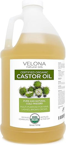 velona - Óleo de Rícino Orgânico Certificado pelo USDA – 64 oz | Para Cabelos, Fortalece Cílios, Sobrancelhas | Extraído a Frio, Óleo Natural, Grau USP | Livre de Hexano  Velona