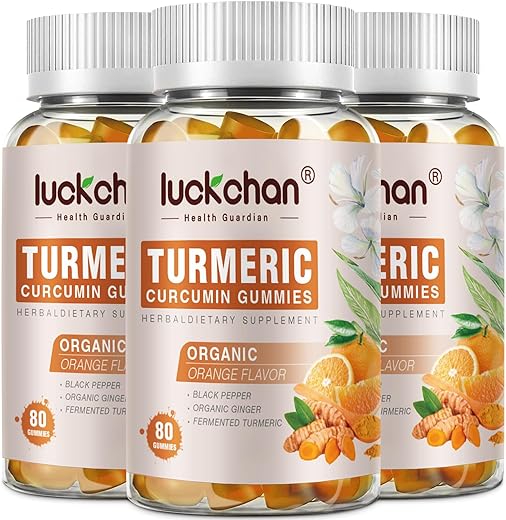 LUCKCHAN - Gomas de Cúrcuma Curcumina (3 Pacotes) com Gengibre – Saúde e Bem-Estar