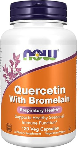 Suplementos, Quercetina com Bromelina, Sistema Imunológico Equilibrado, 120 Cápsulas Vegetais - NOW Foods