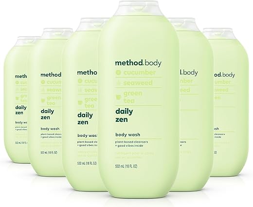 Body Wash Zen Diário, Livre de Parabenos e Ftalatos, 532 ml (Pack com 6 unidades) - Method
