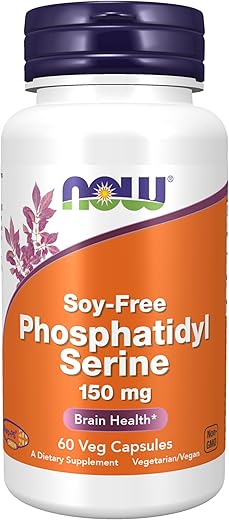Suplementos, Fosfatidilserina Livre de Soja (150mg), Saúde Cerebral*, 60 Cápsulas Vegetais - NOW Foods