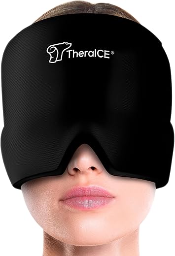 Cap Alívio Enxaqueca, Máscara Gelada para Dor de Cabeça, Chapéu Refrescante, Compressa Fria Facial para Tensão e Estresse - TheraICE