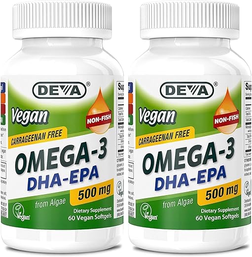 Ômega-3 DHA EPA Vegano – 500 MG – 60 Softgels (Pack de 2) - DEVA