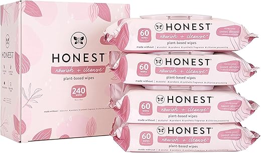 Lenços de Limpeza Naturalmente Perfumados Nourish Cleanse | Lenços Multiuso de Limpeza | 99% Água, à Base de Plantas, Hipoalergênicos | Amêndoa Doce, 240 Unidades - The Honest Company