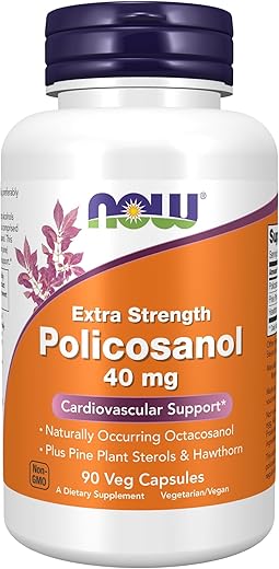 Suplementos, Policosanol 40mg com Fitosteróis de Pinheiro e Espinheiro, Extra Forte, 90 Cápsulas Vegetais - NOW Foods