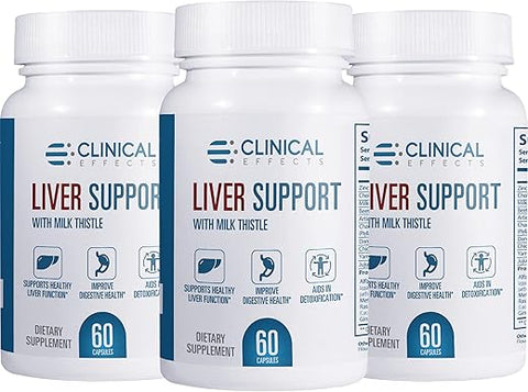 Suporte Hepático – Cardo Mariano Natural e Suplemento de Zinco – 3 Pacotes – Auxilia na Desintoxicação e Limpeza do Fígado – Promove a Função Hepática e Saúde Digestiva – Fabricado em - Clinical Effects