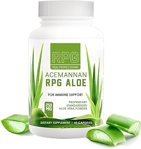 RPG Super Coffee - RPG Acemannan Aloe Vera – Cápsulas de Aloe Vera em Pó para Suporte Imunológico e Intestinal – 60 Cápsulas (250 mg)