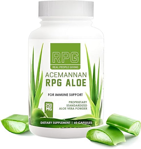 RPG Super Coffee - RPG Acemannan Aloe Vera – Cápsulas de Aloe Vera em Pó para Suporte Imunológico e Intestinal – 60 Cápsulas (250 mg)