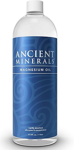 Recarga de Óleo de Magnésio Ancient Minerals, Concentração Elevada de Cloreto de Magnésio Zechstein Genuíno Tópico (33oz/975ml)